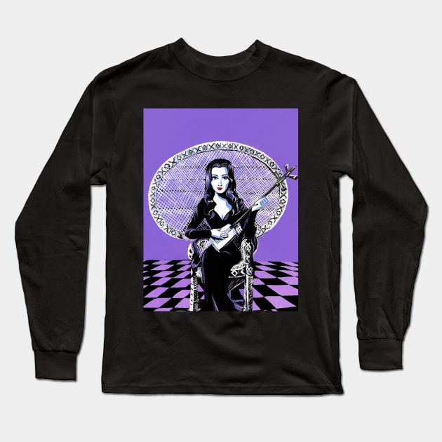 Morticia Addams The Addams Family Long Sleeve T-Shirt by Magenta Arts